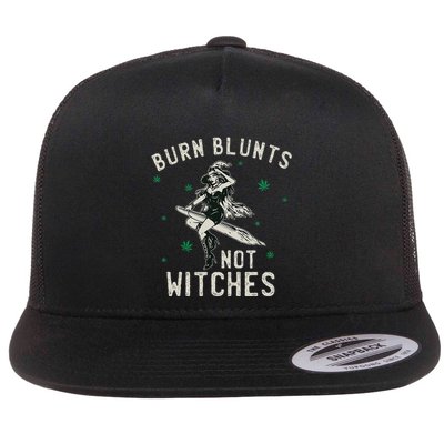 Burn Blunts Not Witches Funny Marijuana Weed Smoker Stoner Flatbill Hat