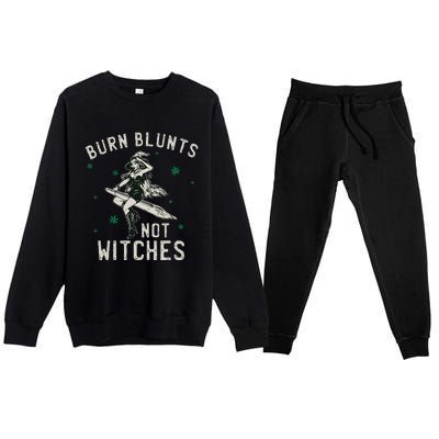 Burn Blunts Not Witches Funny Marijuana Weed Smoker Stoner Premium Crewneck Sweatsuit Set