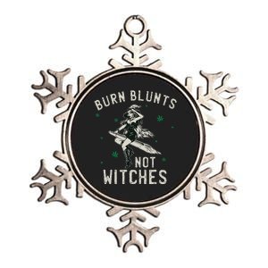 Burn Blunts Not Witches Funny Marijuana Weed Smoker Stoner Metallic Star Ornament