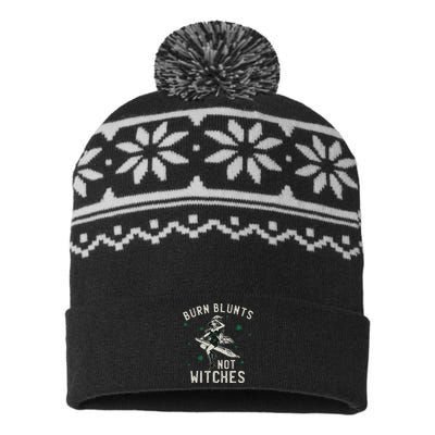 Burn Blunts Not Witches Funny Marijuana Weed Smoker Stoner USA-Made Snowflake Beanie