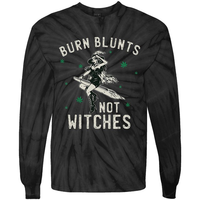 Burn Blunts Not Witches Funny Marijuana Weed Smoker Stoner Tie-Dye Long Sleeve Shirt