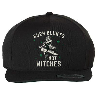 Burn Blunts Not Witches Funny Marijuana Weed Smoker Stoner Wool Snapback Cap