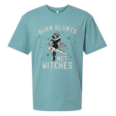 Burn Blunts Not Witches Funny Marijuana Weed Smoker Stoner Sueded Cloud Jersey T-Shirt