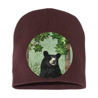 Black Bear Nature Short Acrylic Beanie