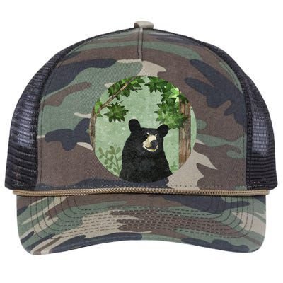 Black Bear Nature Retro Rope Trucker Hat Cap