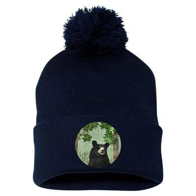 Black Bear Nature Pom Pom 12in Knit Beanie