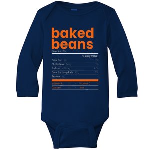 Baked Beans Nutrition Facts 2021 Thanksgiving Food Christmas Baby Long Sleeve Bodysuit