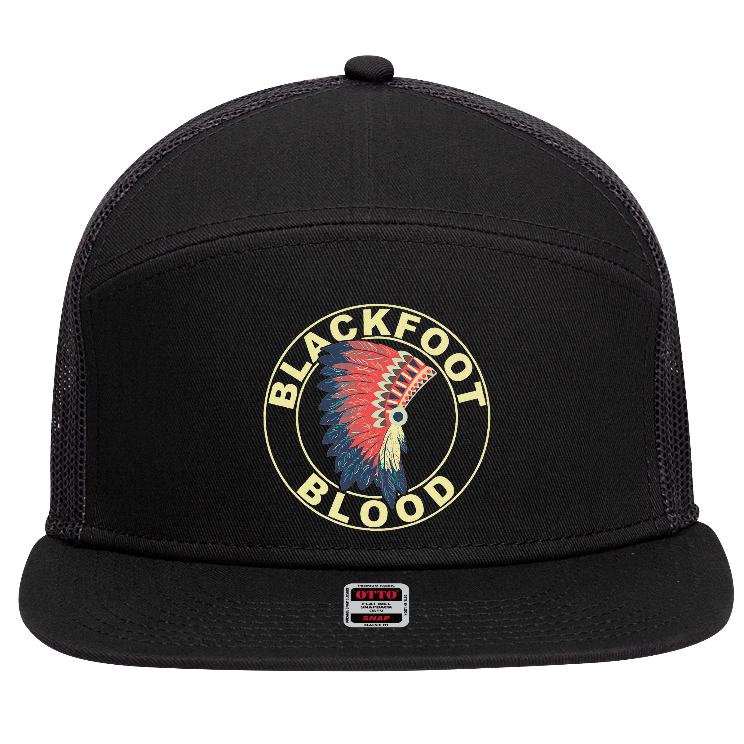 Blackfoot Blood Native American Headdress Blackfoot Tribe 7 Panel Mesh Trucker Snapback Hat