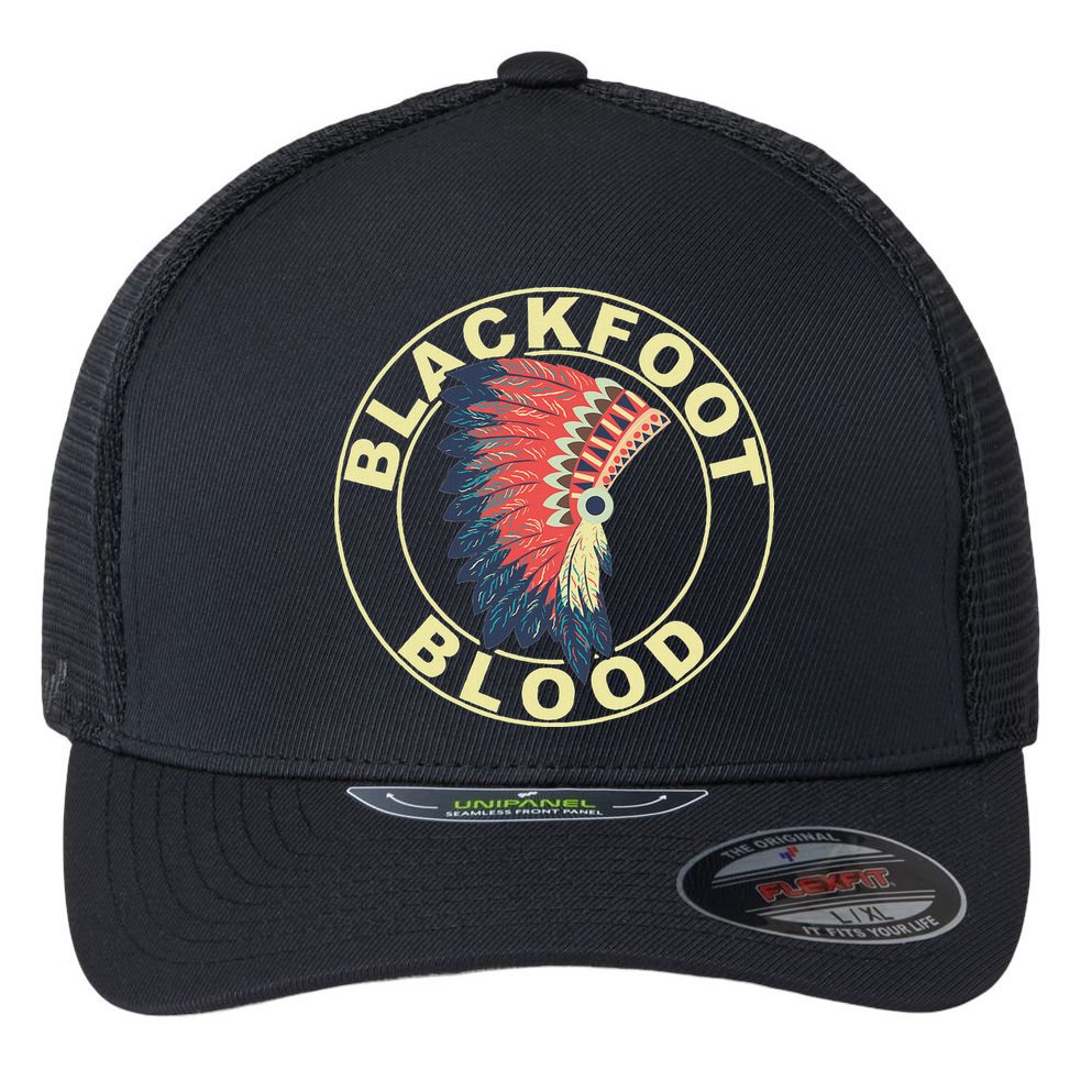 Blackfoot Blood Native American Headdress Blackfoot Tribe Flexfit Unipanel Trucker Cap
