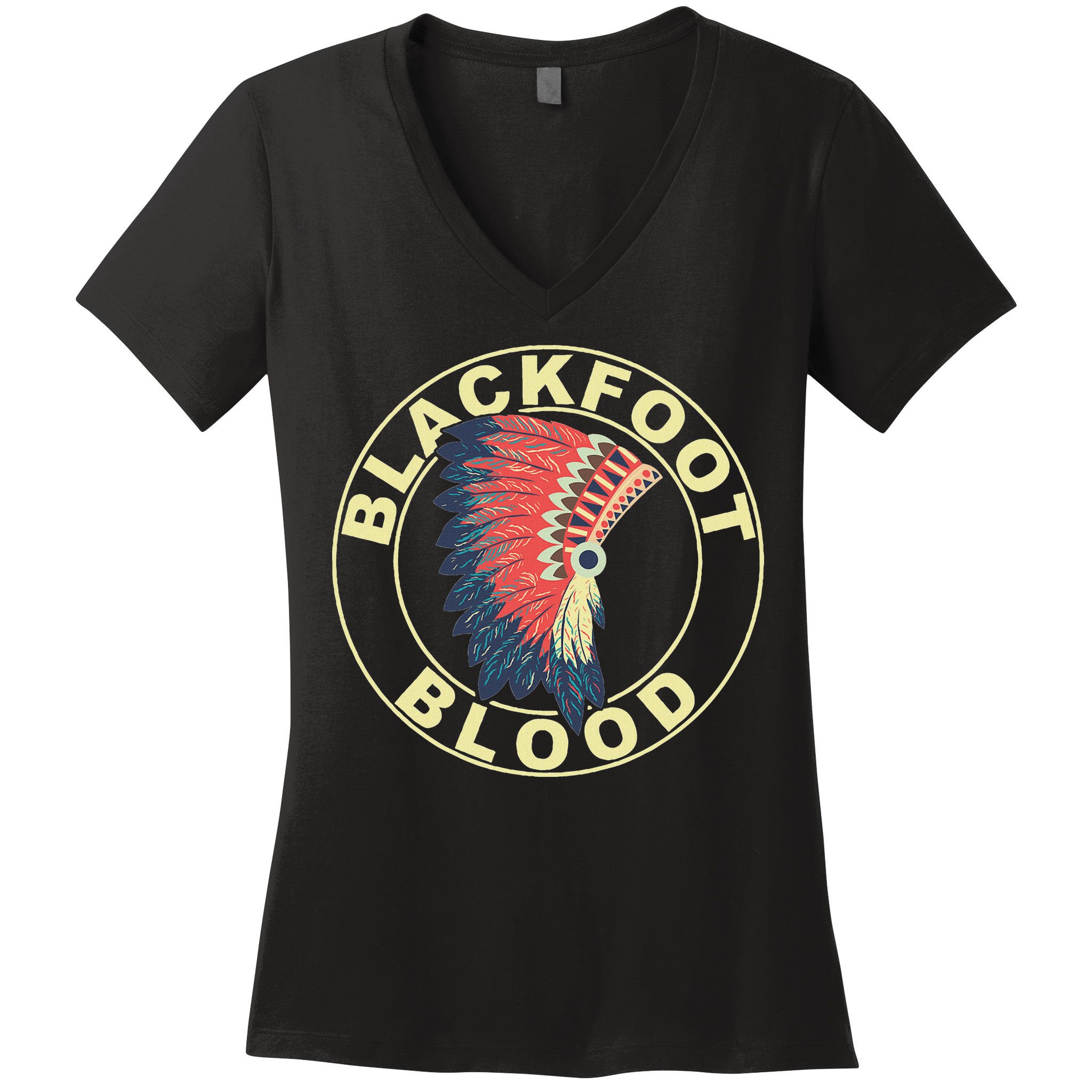 Blackfoot Blood Native American Headdress Blackfoot Tribe Women's V-Neck T-Shirt