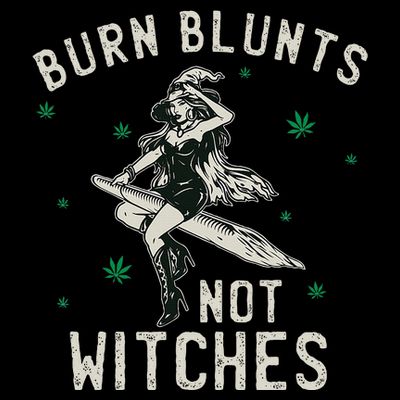 Burn Blunts Not Witches Funny Marijuana Weed Smoker Stoner T-Shirt