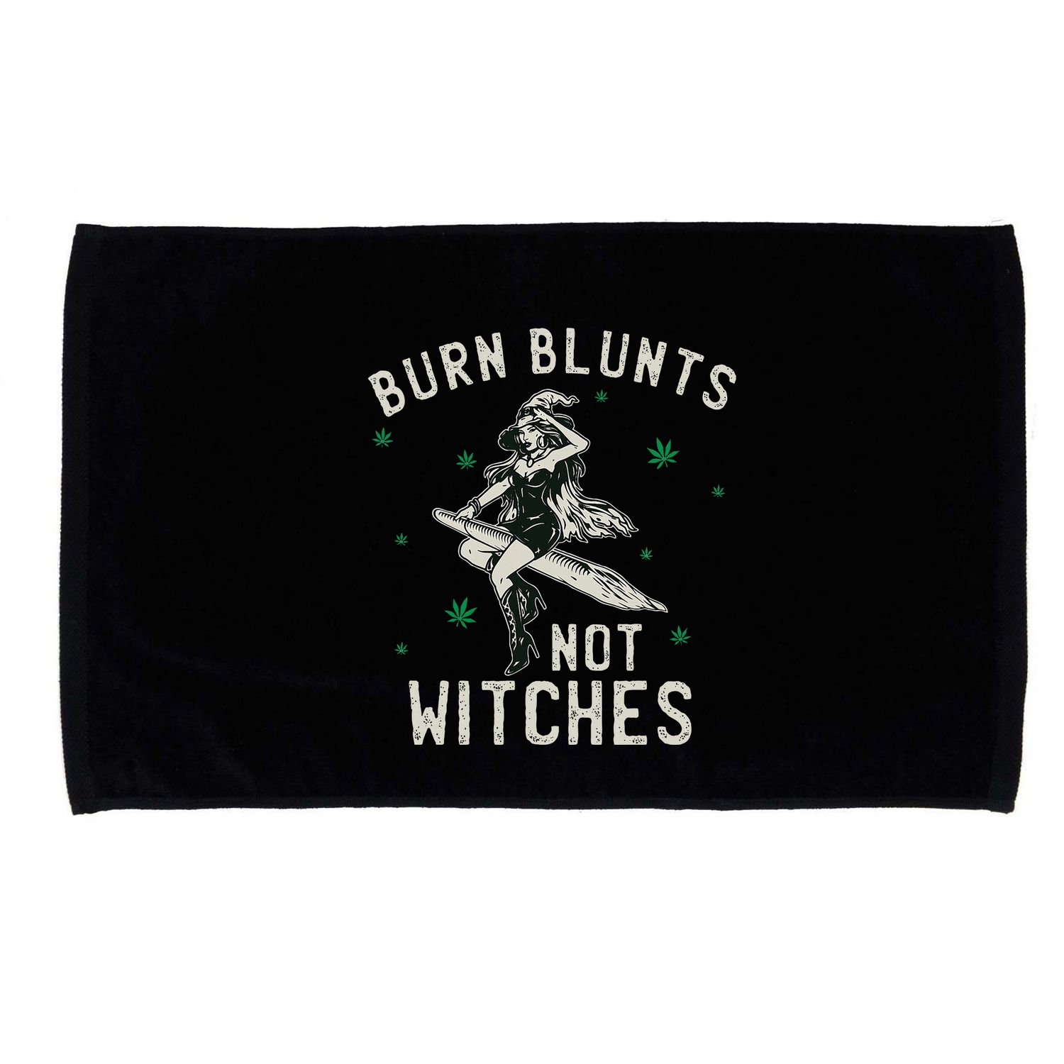 Burn Blunts Not Witches Funny Marijuana Weed Smoker Stoner Microfiber Hand Towel