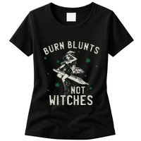 Burn Blunts Not Witches Funny Marijuana Weed Smoker Stoner Womens T-Shirt