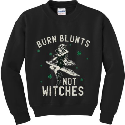 Burn Blunts Not Witches Funny Marijuana Weed Smoker Stoner Kids Sweatshirt
