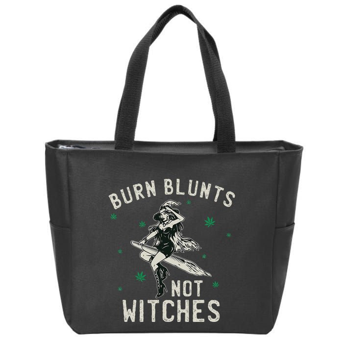 Burn Blunts Not Witches Funny Marijuana Weed Smoker Stoner Zip Tote Bag