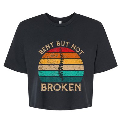 Bent But Not Broken Retro Scoliosis Awareness Warrior Bella+Canvas Jersey Crop Tee