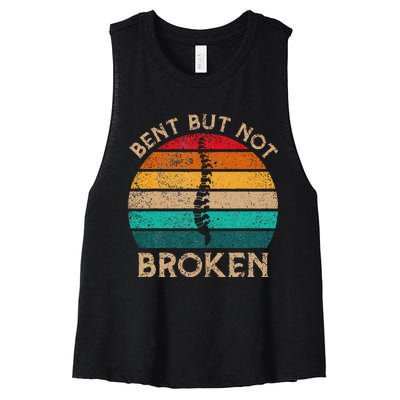 Bent But Not Broken Retro Scoliosis Awareness Warrior Women's Racerback Cropped Tank