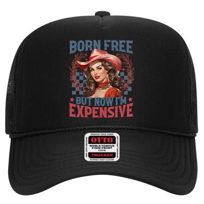 Bornfree But Now Im Expensive Retro 4th Of July Women Girl High Crown Mesh Back Trucker Hat