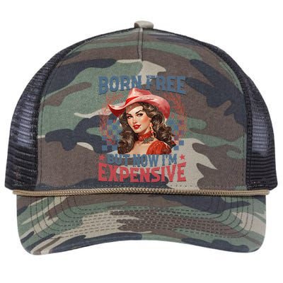 Bornfree But Now Im Expensive Retro 4th Of July Women Girl Retro Rope Trucker Hat Cap