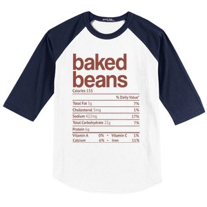 Baked Beans Nutrition Fact Funny Thanksgiving Christmas  Baseball Sleeve Shirt