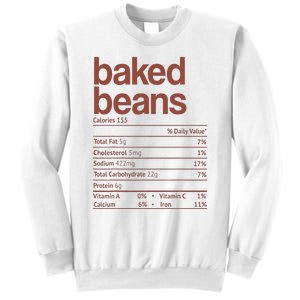 Baked Beans Nutrition Fact Funny Thanksgiving Christmas  Sweatshirt