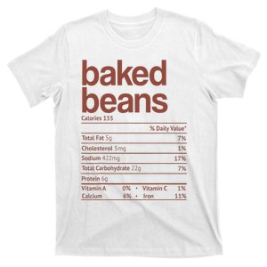 Baked Beans Nutrition Fact Funny Thanksgiving Christmas  T-Shirt