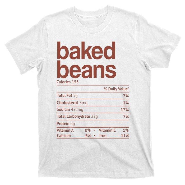 Baked Beans Nutrition Fact Funny Thanksgiving Christmas  T-Shirt