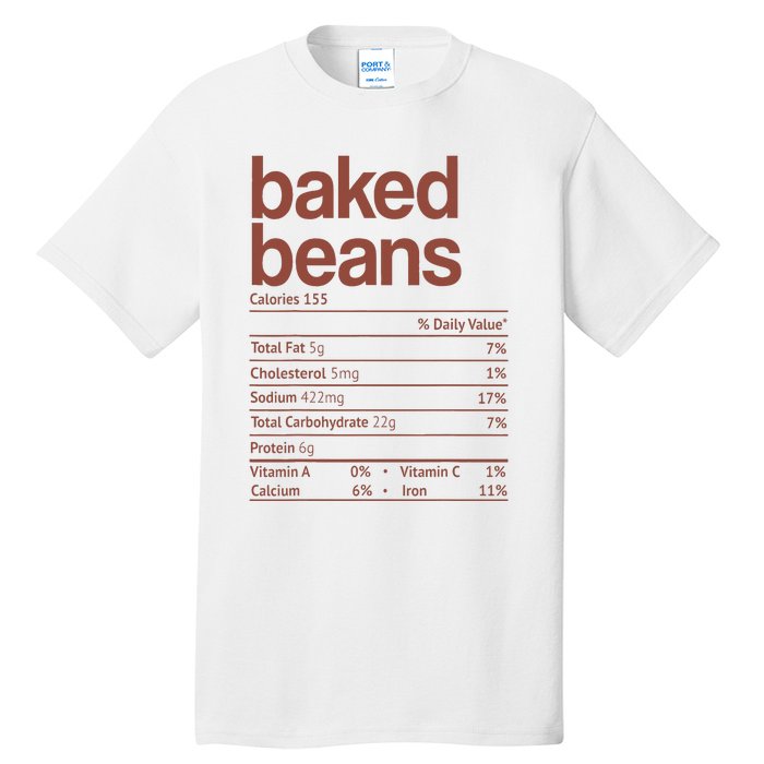 Baked Beans Nutrition Fact Funny Thanksgiving Christmas  Tall T-Shirt