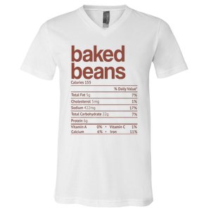 Baked Beans Nutrition Fact Funny Thanksgiving Christmas  V-Neck T-Shirt