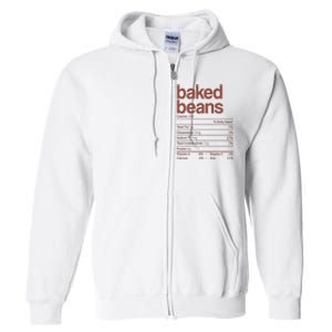 Baked Beans Nutrition Fact Funny Thanksgiving Christmas  Full Zip Hoodie