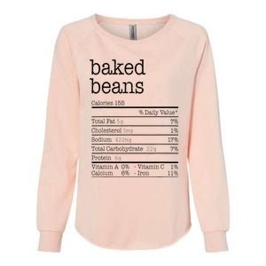 Baked Beans Nutrition Facts Funny Thanksgiving Christmas  Womens California Wash Sweatshirt