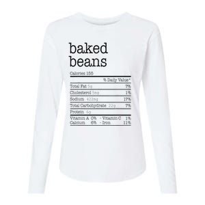 Baked Beans Nutrition Facts Funny Thanksgiving Christmas  Womens Cotton Relaxed Long Sleeve T-Shirt