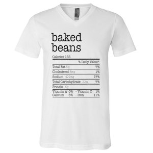 Baked Beans Nutrition Facts Funny Thanksgiving Christmas  V-Neck T-Shirt