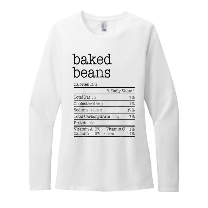 Baked Beans Nutrition Facts Funny Thanksgiving Christmas  Womens CVC Long Sleeve Shirt