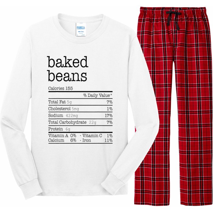 Baked Beans Nutrition Facts Funny Thanksgiving Christmas  Long Sleeve Pajama Set