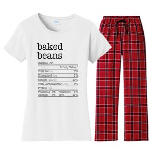 Baked Beans Nutrition Facts Funny Thanksgiving Christmas  Women's Flannel Pajama Set