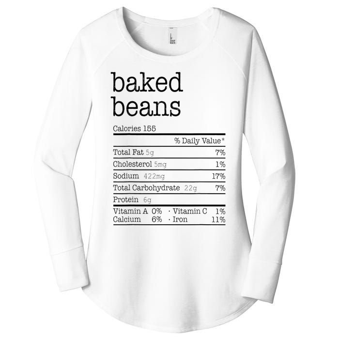 Baked Beans Nutrition Facts Funny Thanksgiving Christmas  Women's Perfect Tri Tunic Long Sleeve Shirt