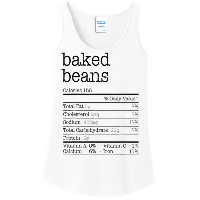 Baked Beans Nutrition Facts Funny Thanksgiving Christmas  Ladies Essential Tank