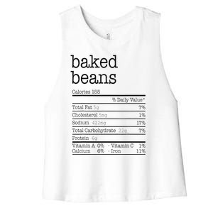 Baked Beans Nutrition Facts Funny Thanksgiving Christmas  Women's Racerback Cropped Tank