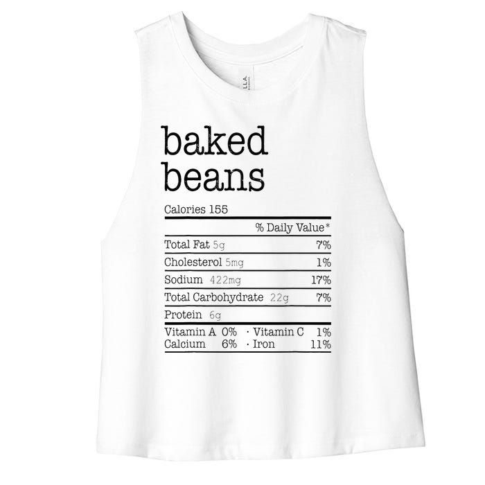 Baked Beans Nutrition Facts Funny Thanksgiving Christmas  Women's Racerback Cropped Tank