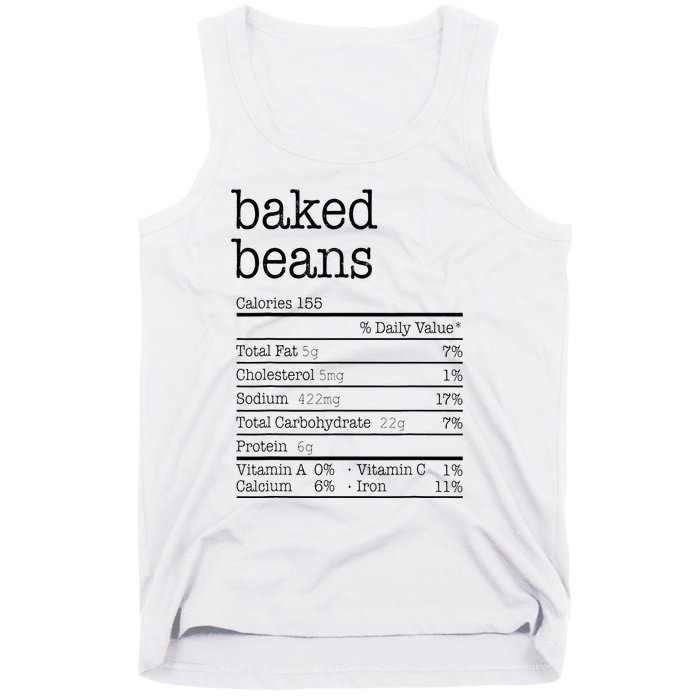 Baked Beans Nutrition Facts Funny Thanksgiving Christmas  Tank Top