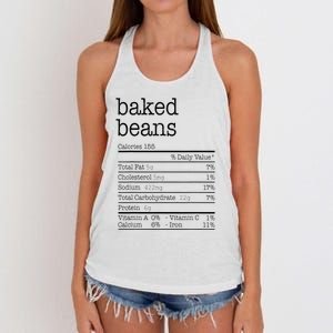 Baked Beans Nutrition Facts Funny Thanksgiving Christmas  Women's Knotted Racerback Tank