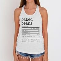 Baked Beans Nutrition Facts Funny Thanksgiving Christmas  Women's Knotted Racerback Tank