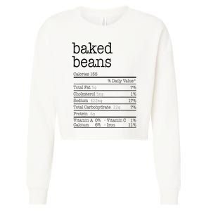 Baked Beans Nutrition Facts Funny Thanksgiving Christmas  Cropped Pullover Crew