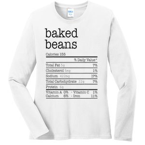 Baked Beans Nutrition Facts Funny Thanksgiving Christmas  Ladies Long Sleeve Shirt