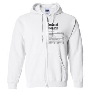 Baked Beans Nutrition Facts Funny Thanksgiving Christmas  Full Zip Hoodie