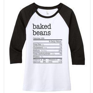 Baked Beans Nutrition Facts Funny Thanksgiving Christmas  Women's Tri-Blend 3/4-Sleeve Raglan Shirt