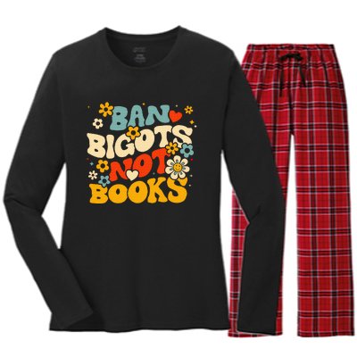 Ban Bigots Not Books Women's Long Sleeve Flannel Pajama Set 