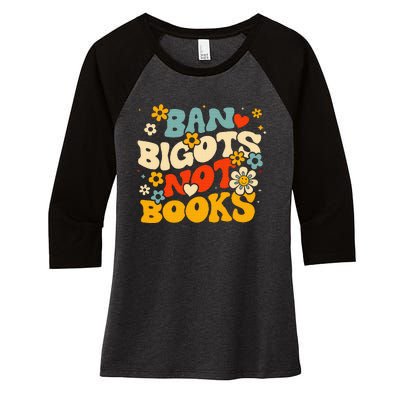 Ban Bigots Not Books Women's Tri-Blend 3/4-Sleeve Raglan Shirt