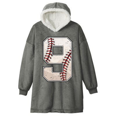 Baseball Birthday Nine 9 Years Old Ninth 9th Bday Party Hooded Wearable Blanket